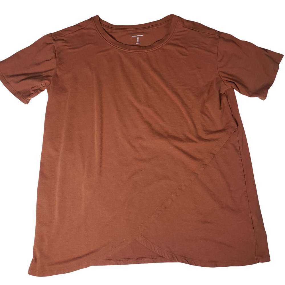 Amazon Essentials Womens S Terracotta Brown Tulip Hem Short Sleeve T-Shirt